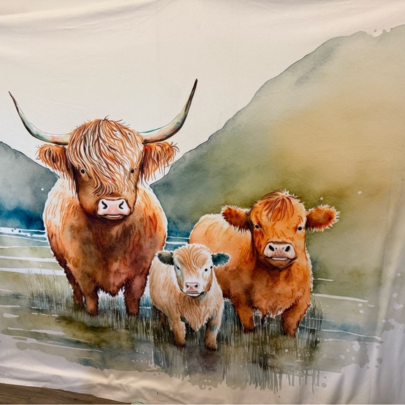 Highland Cow Print Photography Backdrop - Picture 1 of 1